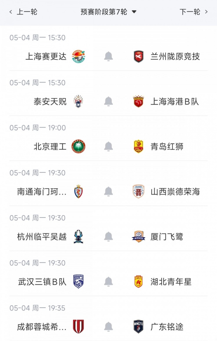 中乙第6轮：海港B队三连胜领跑北区，可为六轮不败仅失一球