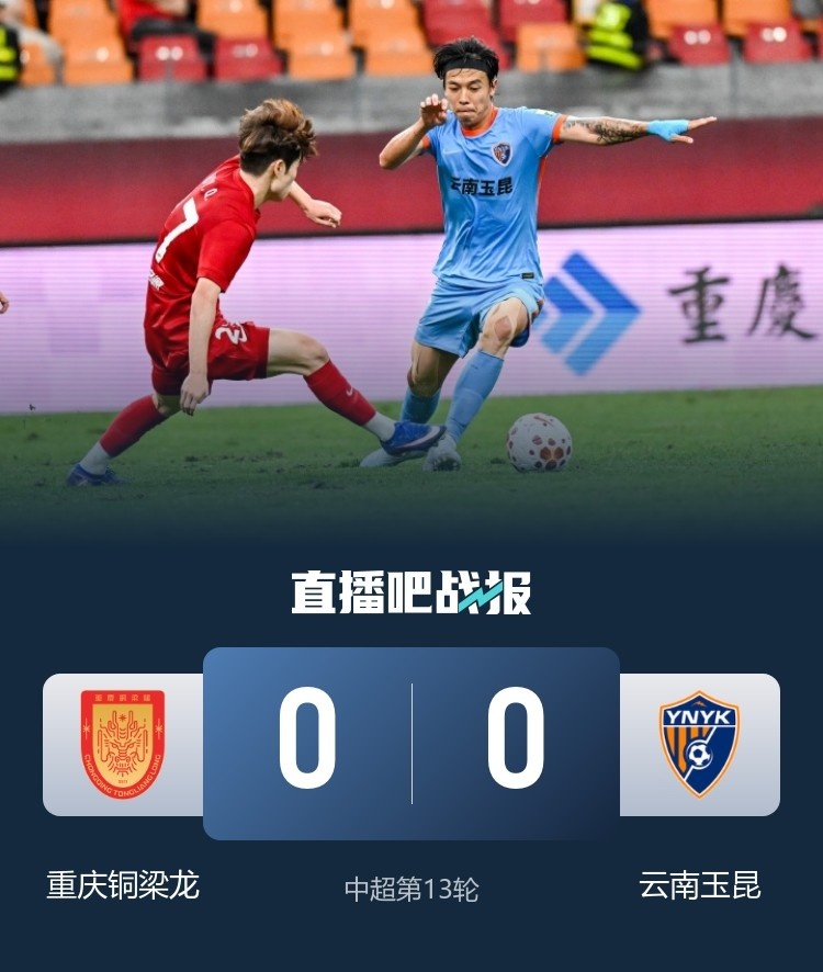 38570人见证西南德比闷平 重庆铜梁龙0-0云南玉昆