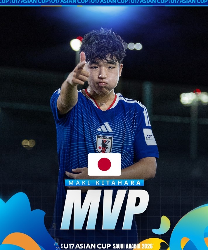 北原槙包揽U17亚洲杯金靴+MVP，两战中国均破门